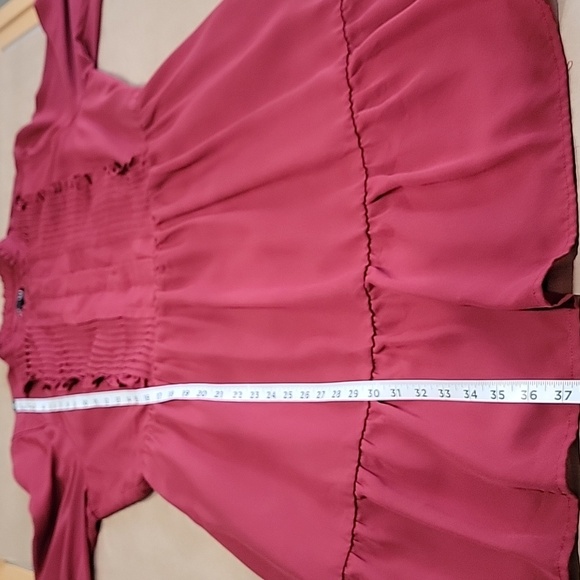 J.Crew Mercantile Size 16 Burgundy Red Tiered Ruffle Pintuck Front Dress - Picture 10 of 14